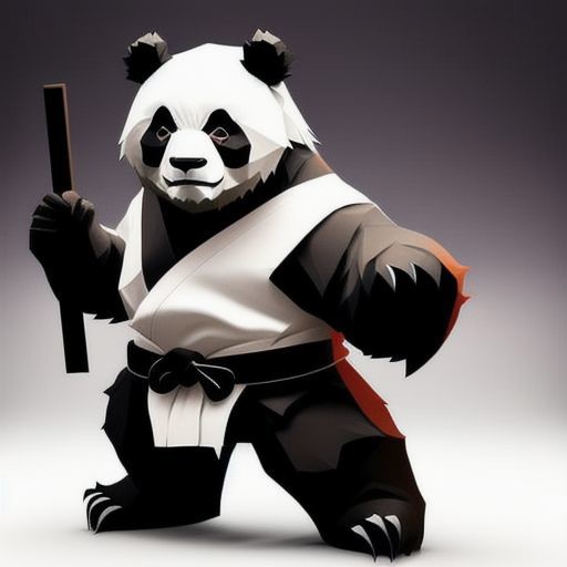 a (learned_embeds-step-2000:1.0), logo panda, Japanese style, standing, background, wearing Japanese dragon warrior cloth